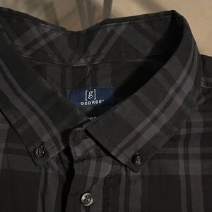 George Men's Dark Checkered Button Down Shirt
